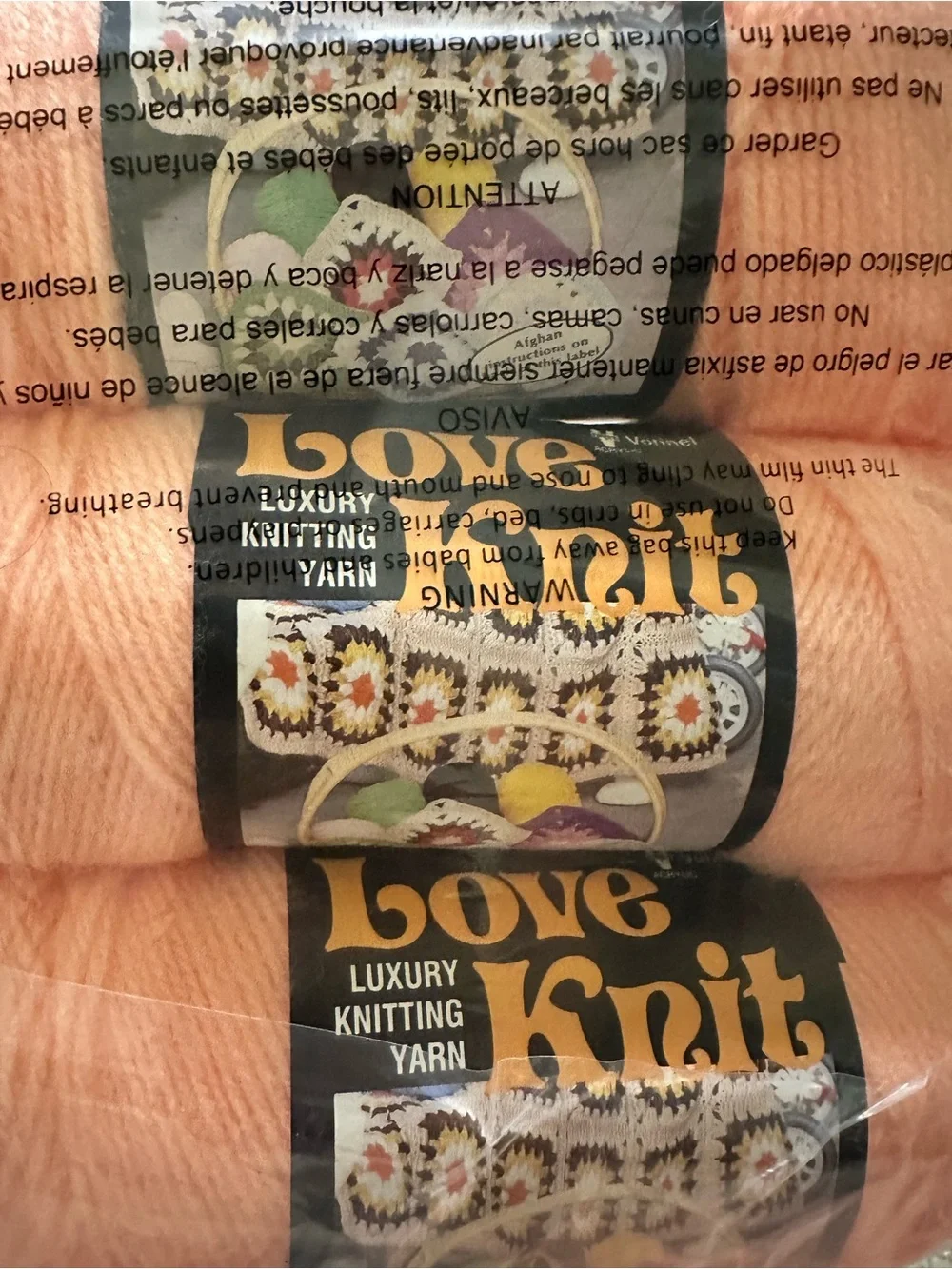 Lot of 12 Vintage Vonnel Love Knit Luxury Yarn Light Peach Color